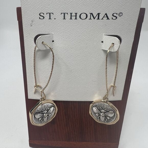 St. Thomas Butterfly Reversible Rhinestone Earrings Gold & Silver Tone Hoop Gift - Picture 5 of 6
